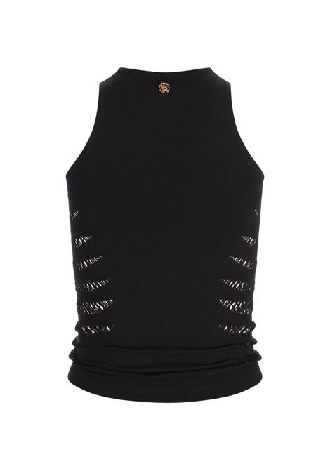 Canotta Nera Con Motivo Zebra Traforato ROBERTO CAVALLI | UKT613-MA00105051